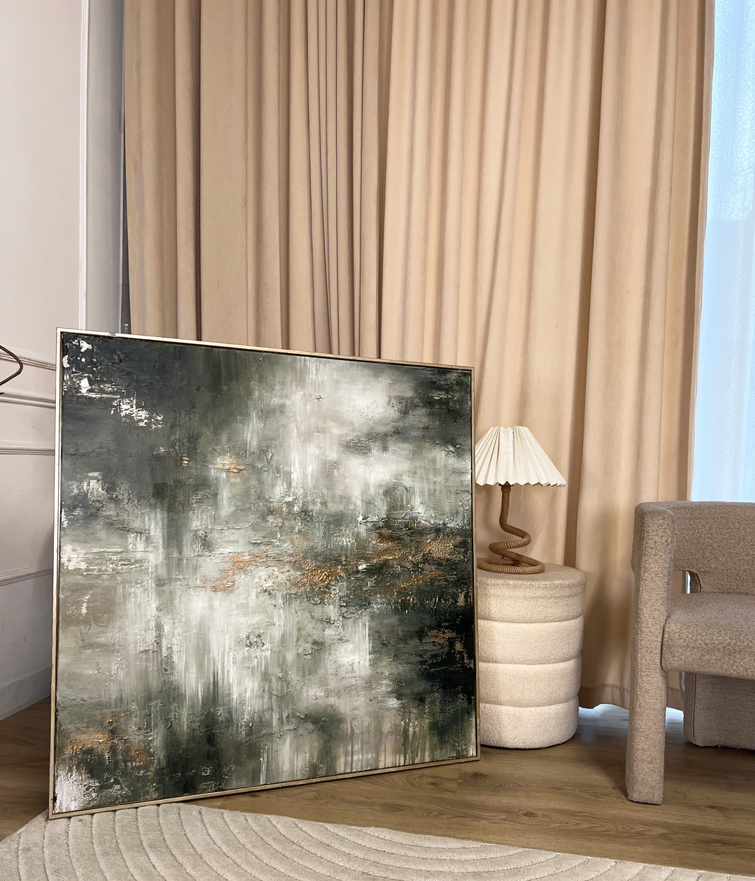 Whispers of Emerald Twilight- 100x100cm Original Oil Painting on Canvas