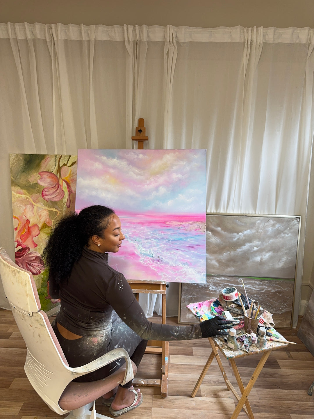 Where Happiness Blooms-Original oil painting 100x100cm