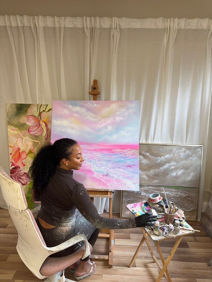 Where Happiness Blooms-Original oil painting 100x100cm